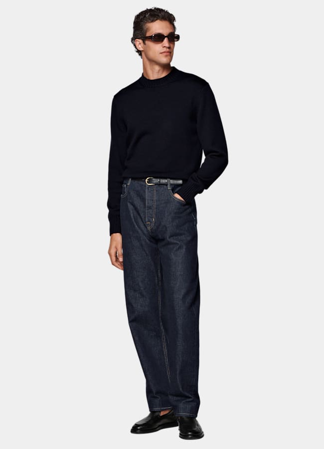 SUITSUPPLY All Season Pure Cotton by Candiani, Italy Dark Blue Straight Leg Tapered Jeans