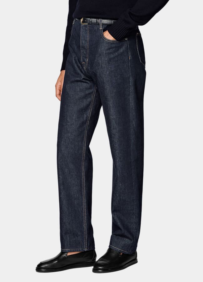 SUITSUPPLY All Season Pure Cotton by Candiani, Italy Dark Blue Straight Leg Tapered Jeans