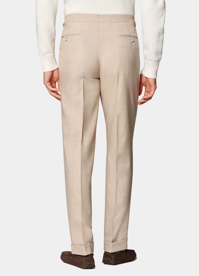 SUITSUPPLY All Season Wrinkle-Free 4-Ply Wool by Rogna, Italy Sand Slim Leg Tapered Trousers