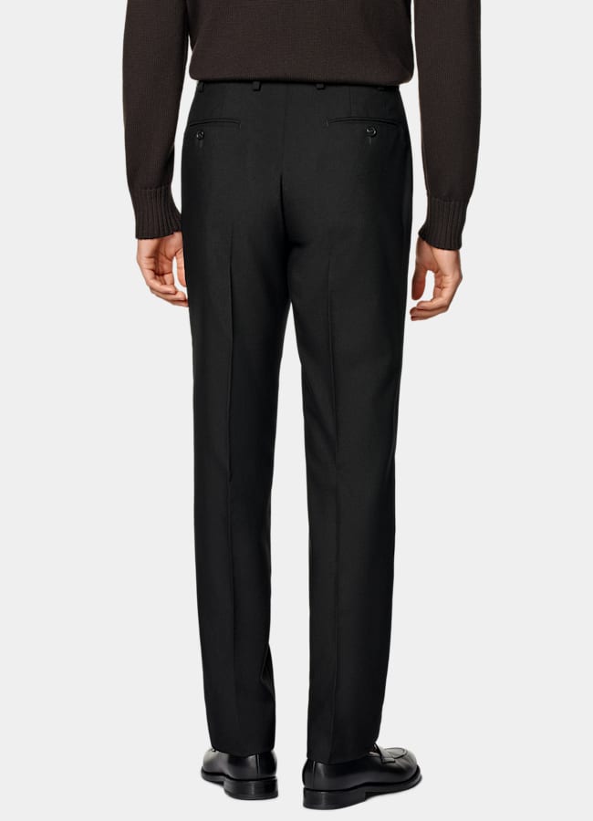 SUITSUPPLY All Season Wrinkle-Free 4-Ply Wool by Rogna, Italy Black Straight Leg Suit Trousers