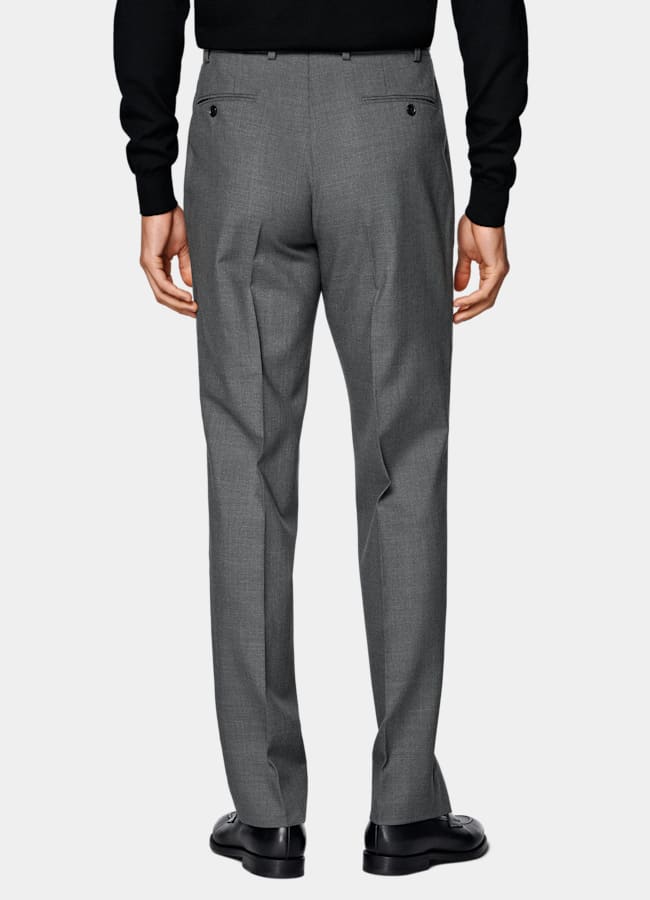 SUITSUPPLY All Season Wrinkle-Free Wool by Rogna, Italy Mid Grey Straight Leg Trousers