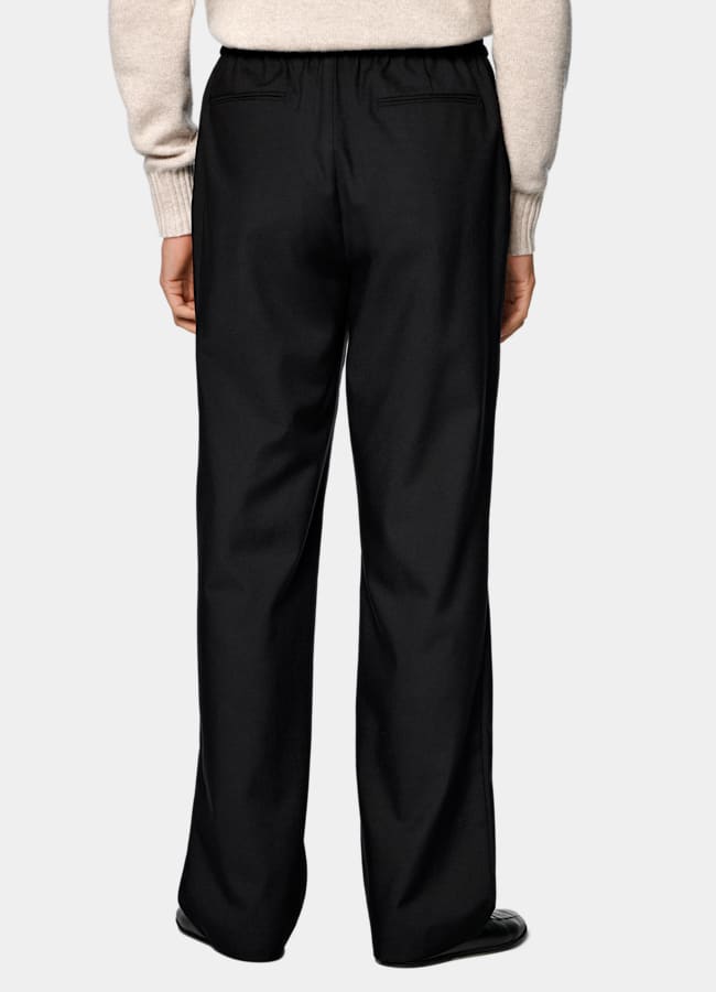SUITSUPPLY All Season Lana sin arrugas de Rogna, Italia Pantalones negros Wide Leg Straight