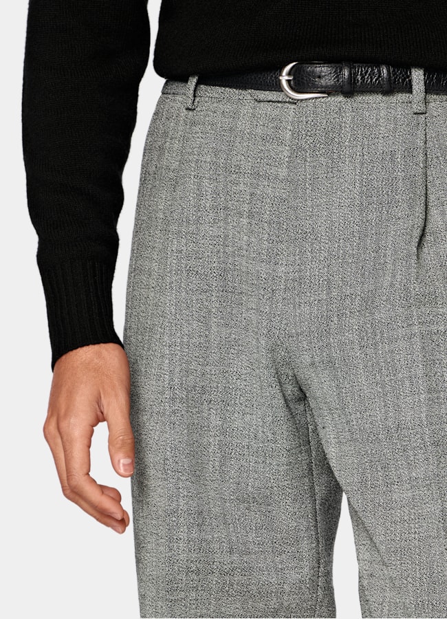 SUITSUPPLY Winter Wool Polyester by Emmetex, Italy Black Wide Leg Straight Pants