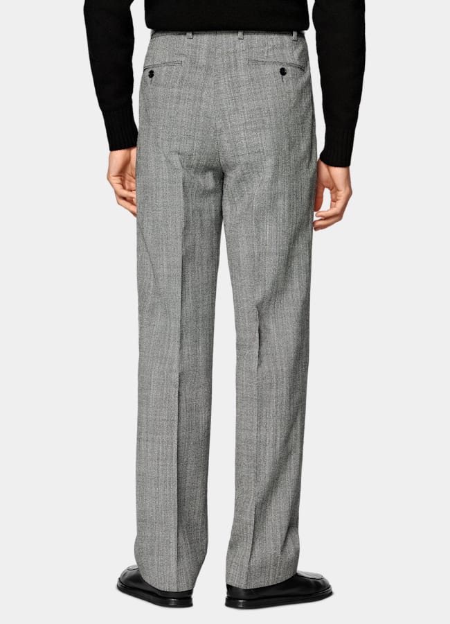 SUITSUPPLY Winter Wool Polyester by Emmetex, Italy Black Wide Leg Straight Pants