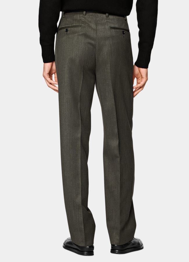 SUITSUPPLY Winter Pure Wool by Vitale Barberis Canonico, Italy Green Wide Leg Straight Trousers