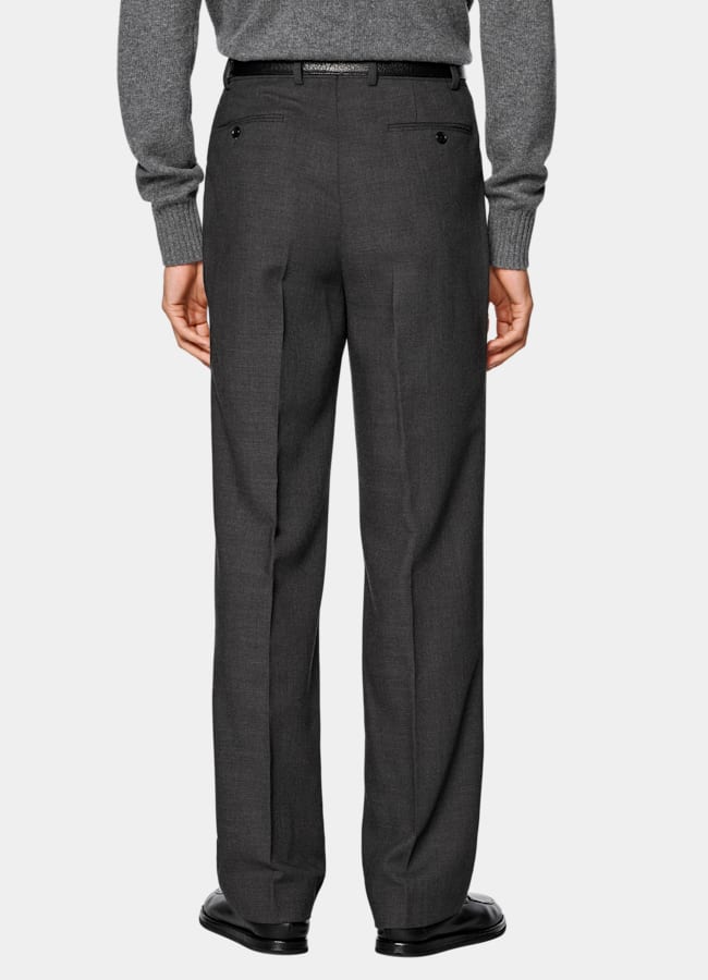 SUITSUPPLY All season Pure laine par Di Sondrio, Italie Pantalon Wide Leg Straight gris foncé