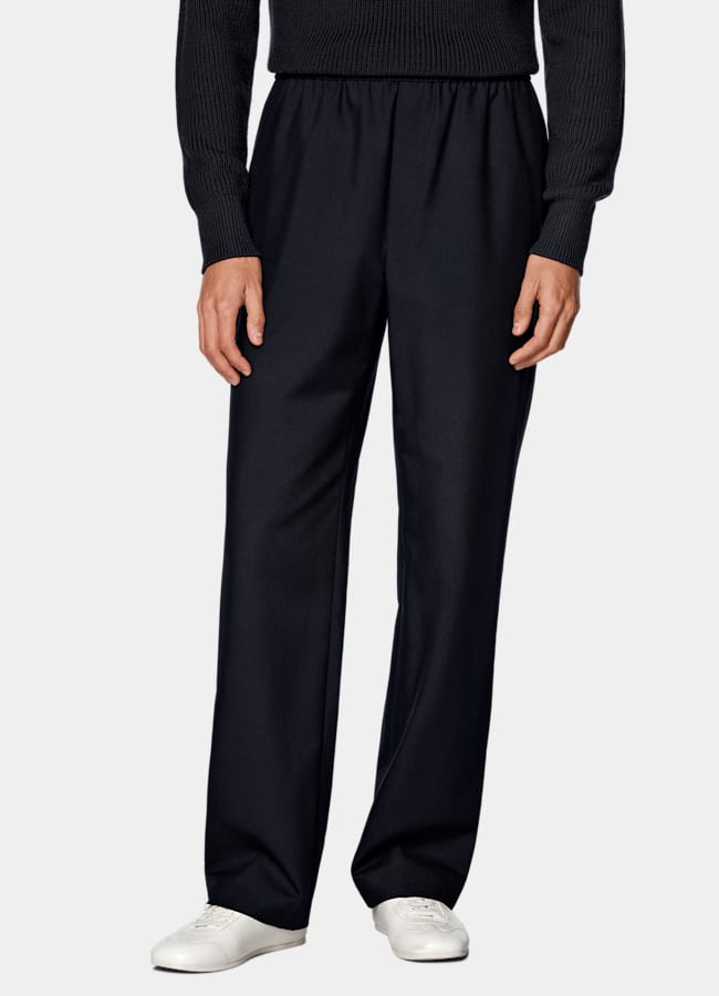 SUITSUPPLY All season Knitterfreie Schurwolle von Rogna, Italien Hose navy Wide Leg straight