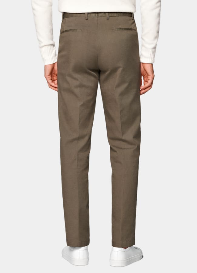 SUITSUPPLY All Season Bomullsstretch från Cervotessile, Italien Mellangröna chinos i slim leg straight-modell.