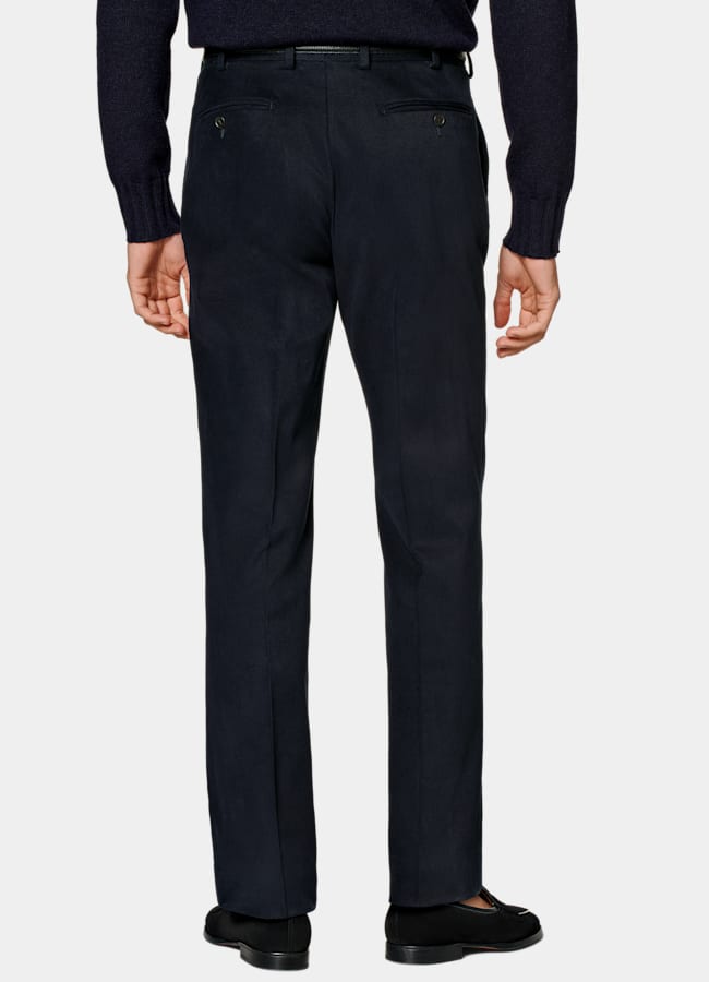 SUITSUPPLY Invierno Algodón elástico de Di Sondrio, Italia Chinos cortos azul marino Straight Leg