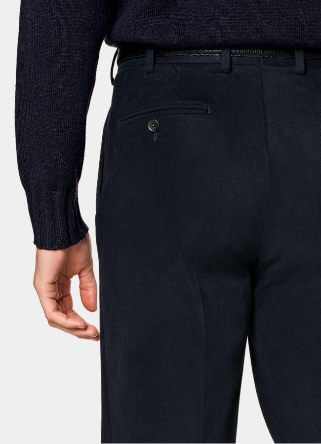 SUITSUPPLY Invierno Algodón elástico de Di Sondrio, Italia Chinos cortos azul marino Straight Leg