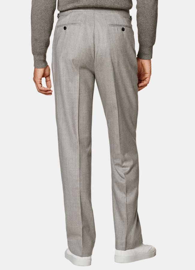 SUITSUPPLY Winter Wool Cashmere by Rogna, Italy Taupe Wide Leg Straight Trousers