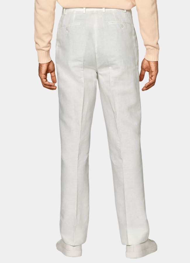 White Wide Leg Straight Pants in Linen Cotton | SUITSUPPLY