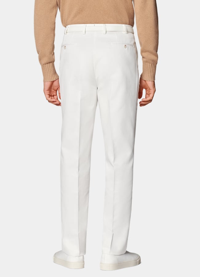 Off-White Wide Leg Tapered Pants in Pure Cotton | SUITSUPPLY