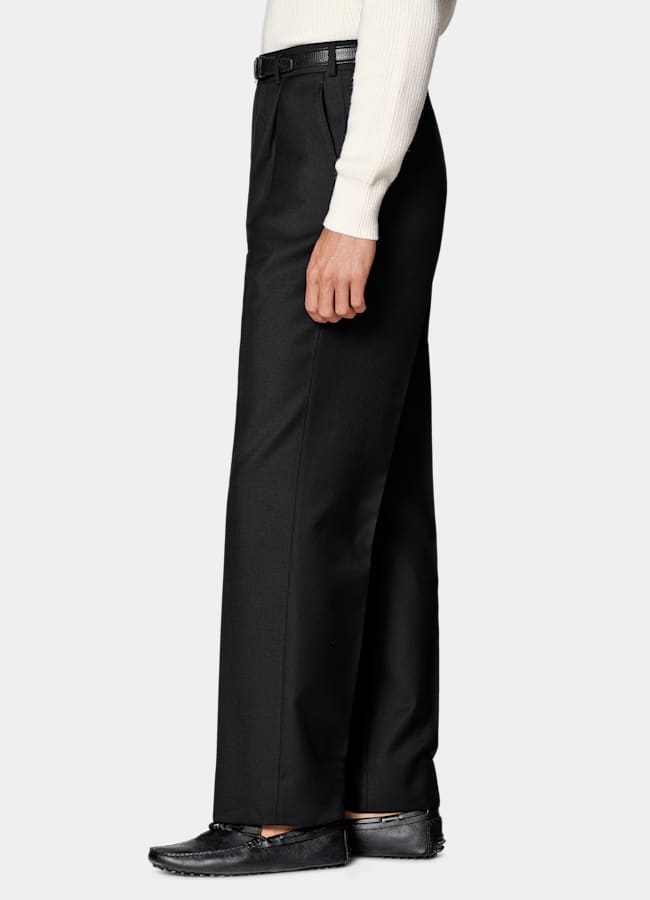 SUITSUPPLY All season Pure laine par Vitale Barberis Canonico, Italie Pantalon Wide Leg Straight noir