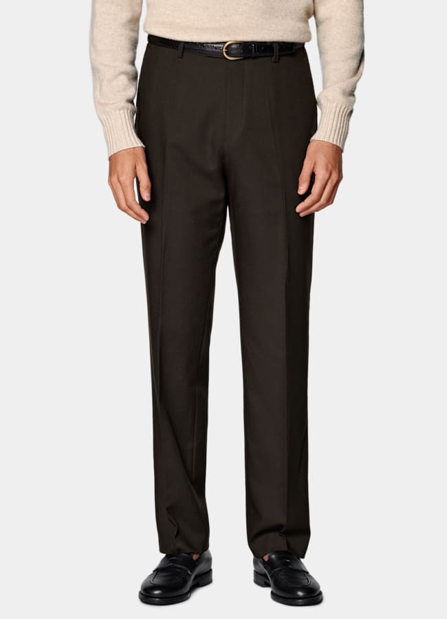 SUITSUPPLY Estate Lana 4-ply no stiro - Rogna, Italia Pantaloni marrone scuro straight leg