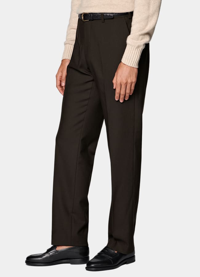 SUITSUPPLY Estate Lana 4-ply no stiro - Rogna, Italia Pantaloni marrone scuro straight leg