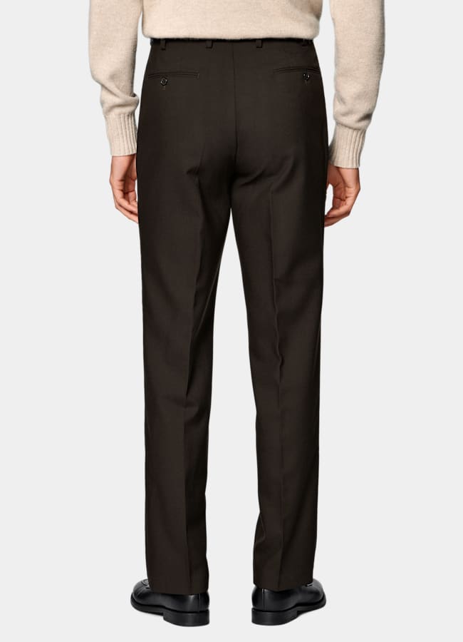 SUITSUPPLY Estate Lana 4-ply no stiro - Rogna, Italia Pantaloni marrone scuro straight leg