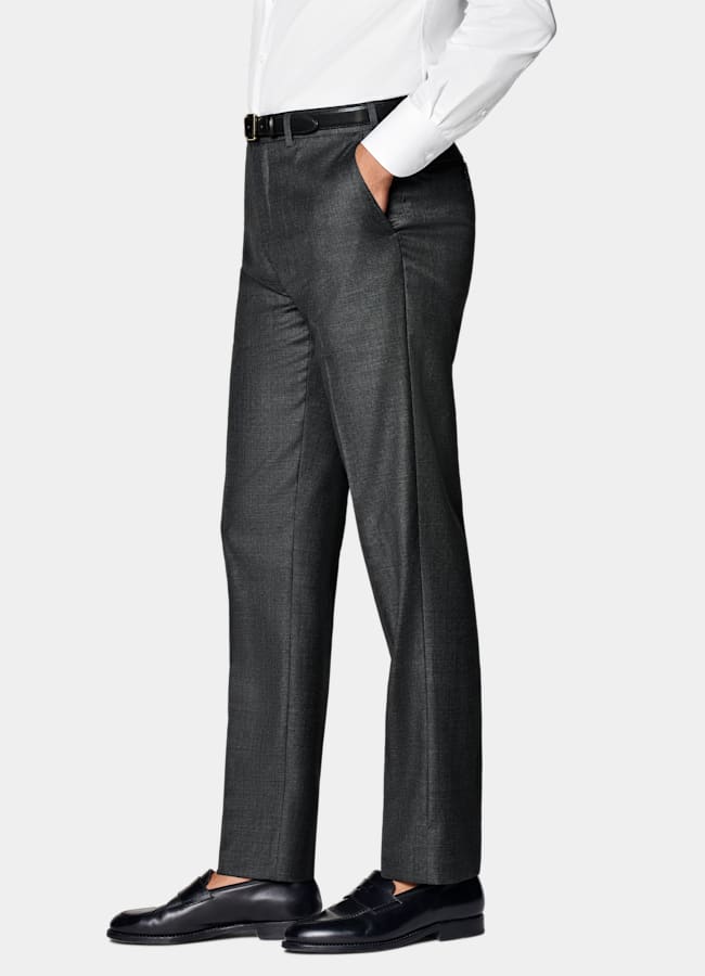 SUITSUPPLY All Season Pure S110's Wool by Vitale Barberis Canonico, Italy Dark Grey Slim Leg Straight Suit Trousers