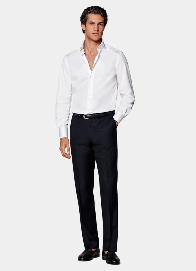 SUITSUPPLY All Season Pure S110's Wool by Vitale Barberis Canonico, Italy Navy Slim Leg Straight Suit Pants