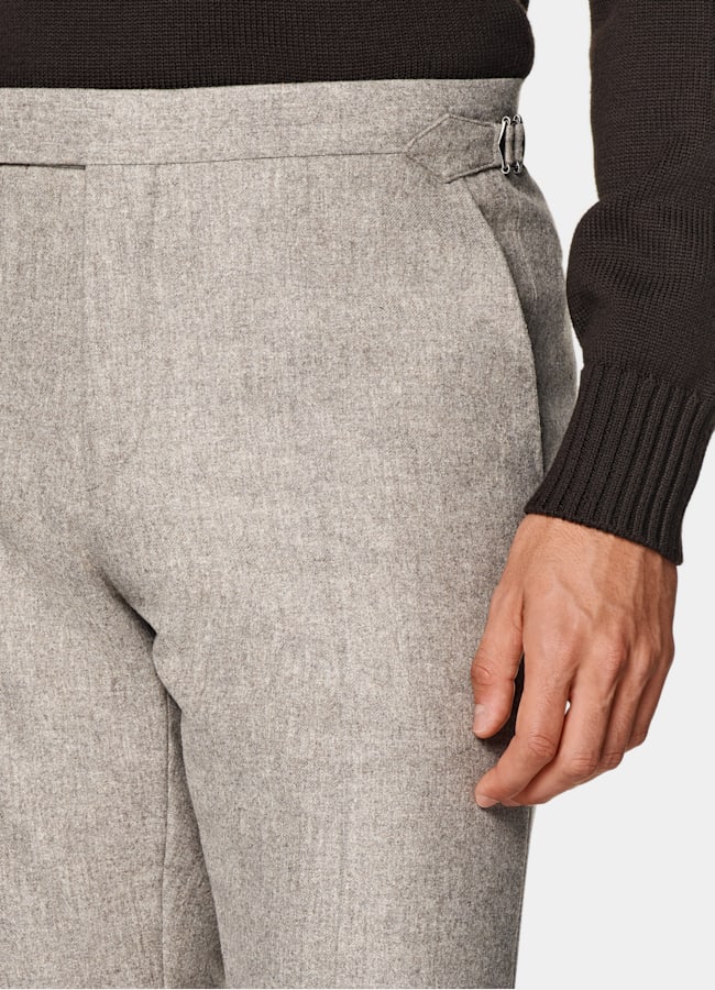 SUITSUPPLY Hiver Flanelle de laine circulaire par Vitale Barberis Canonico, Italie Pantalon Straight Leg taupe