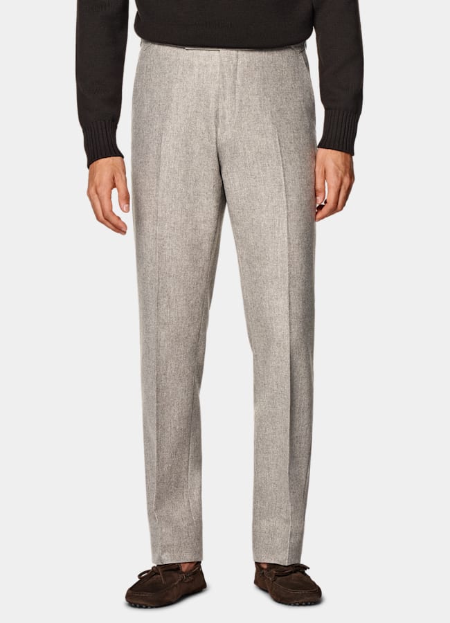 SUITSUPPLY Hiver Flanelle de laine circulaire par Vitale Barberis Canonico, Italie Pantalon Straight Leg taupe