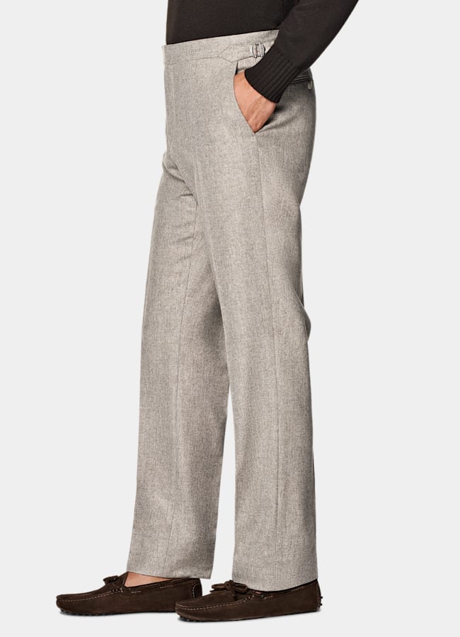 SUITSUPPLY Hiver Flanelle de laine circulaire par Vitale Barberis Canonico, Italie Pantalon Straight Leg taupe
