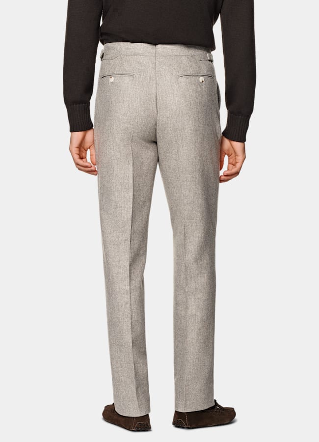 SUITSUPPLY Hiver Flanelle de laine circulaire par Vitale Barberis Canonico, Italie Pantalon Straight Leg taupe