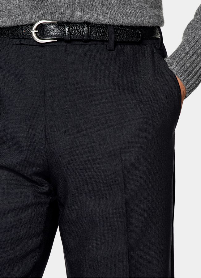 SUITSUPPLY All Season Wrinkle-Free 4-Ply Wool by Rogna, Italy Navy Straight Leg Suit Pants