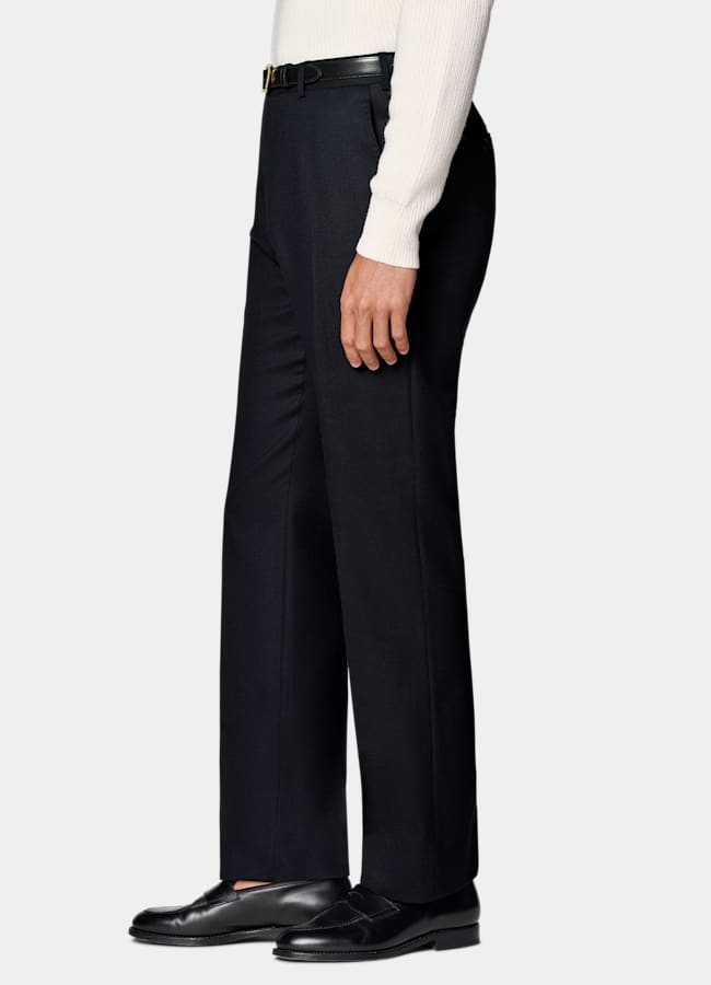 SUITSUPPLY Winter Pure S120's Wool Flannel by Vitale Barberis Canonico, Italy Navy Straight Leg Suit Trousers