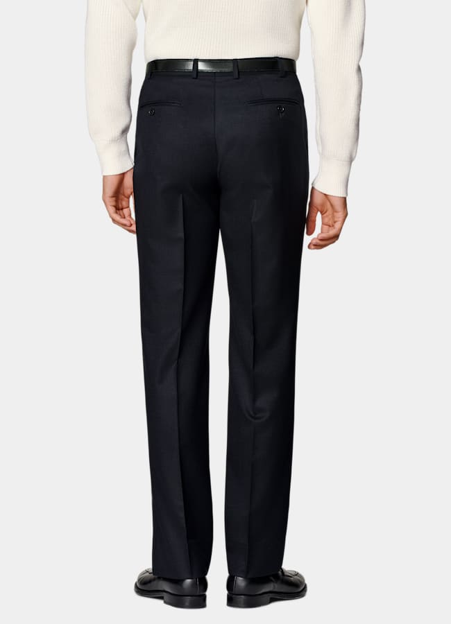 SUITSUPPLY Winter Pure S120's Wool Flannel by Vitale Barberis Canonico, Italy Navy Straight Leg Suit Trousers