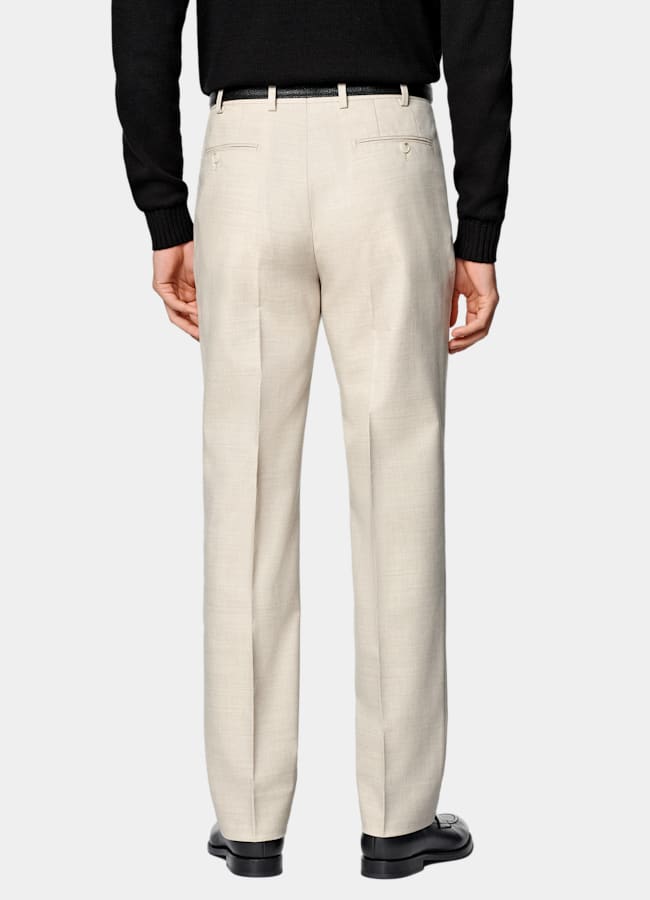 SUITSUPPLY All Season Wrinkle-Free 4-Ply Wool by Rogna, Italy Sand Straight Leg Suit Trousers