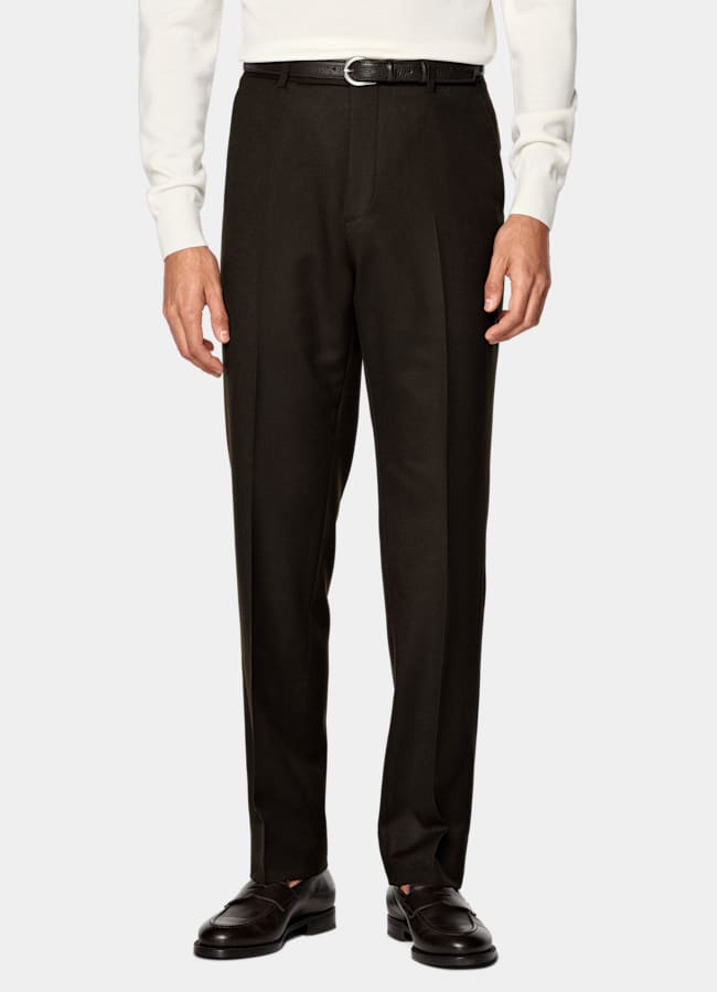 SUITSUPPLY Inverno Flanella di pura lana S120's - Vitale Barberis Canonico, Italia Pantalone suit straight leg marrone scuro
