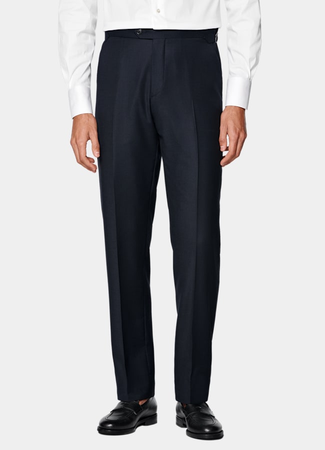 SUITSUPPLY All Season Pure S130's Wool by Reda, Italy Navy Bird's Eye Straight Leg Suit Trousers