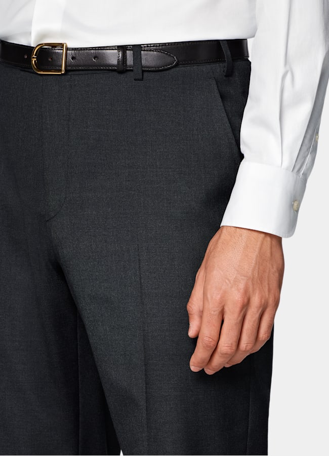 SUITSUPPLY All Season Pure Wool by Reda, Italy Dark Grey Perennial Straight Leg Suit Trousers