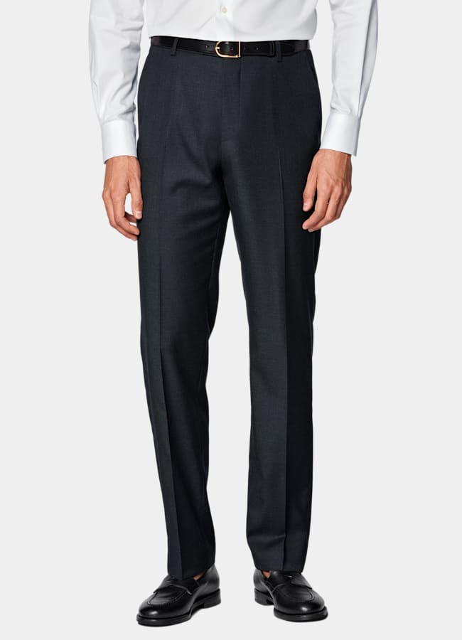 SUITSUPPLY All Season Pure Wool by Reda, Italy Dark Grey Perennial Straight Leg Suit Trousers