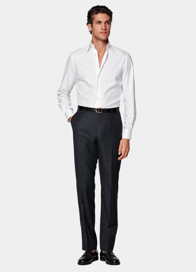 SUITSUPPLY All Season Pure Wool by Reda, Italy Dark Grey Perennial Straight Leg Suit Trousers