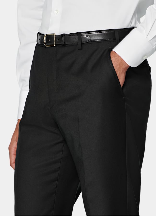 SUITSUPPLY All season Reine Schurwolle von Reda, Italien Schwarze Perennial Hose mit geradem Bein
