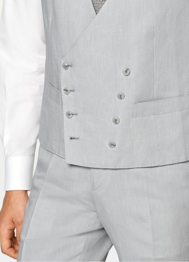 SUITSUPPLY Linen Cotton by Di Sondrio, Italy Light Grey Waistcoat