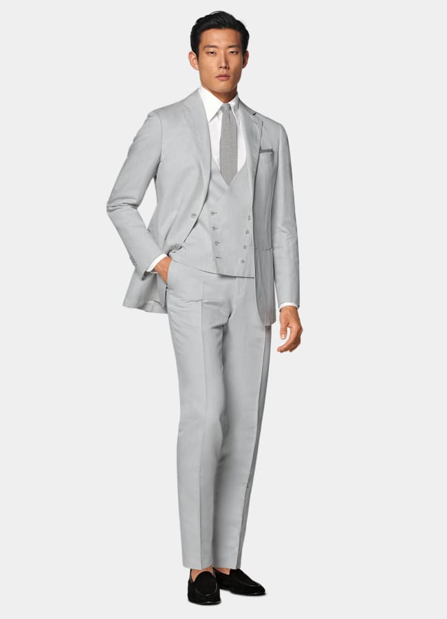 SUITSUPPLY Linen Cotton by Di Sondrio, Italy Light Grey Waistcoat