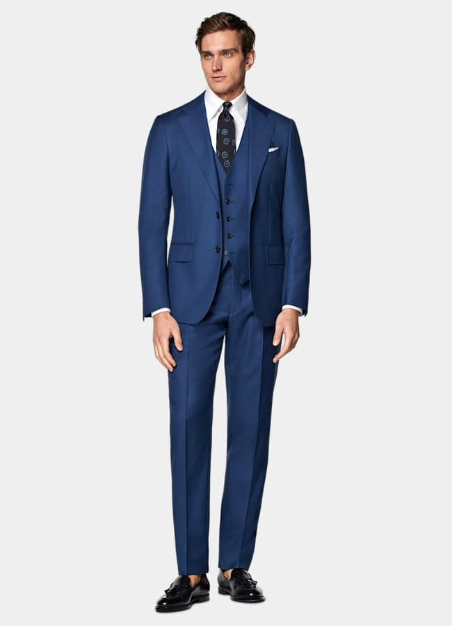 SUITSUPPLY Pure S110's Wool by Vitale Barberis Canonico, Italy Mid Blue Waistcoat