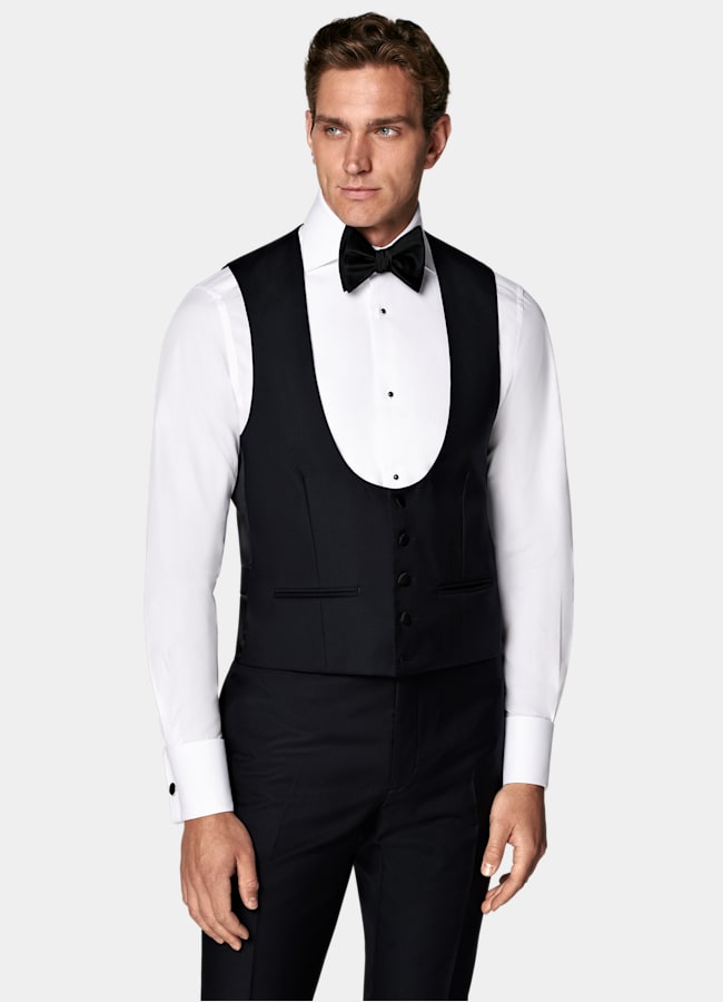 SUITSUPPLY Pure S110's Wool by Vitale Barberis Canonico, Italy Navy Tuxedo Waistcoat