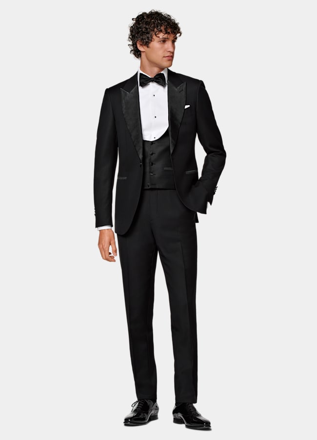 SUITSUPPLY Reine Schurwolle S110's von Vitale Barberis Canonico, Italien Smokingweste schwarz