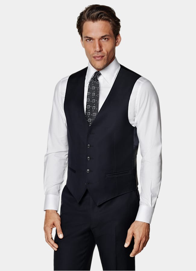 SUITSUPPLY Pure S110's Wool by Vitale Barberis Canonico, Italy Navy Waistcoat