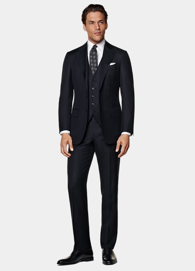 SUITSUPPLY Pure S110's Wool by Vitale Barberis Canonico, Italy Navy Waistcoat