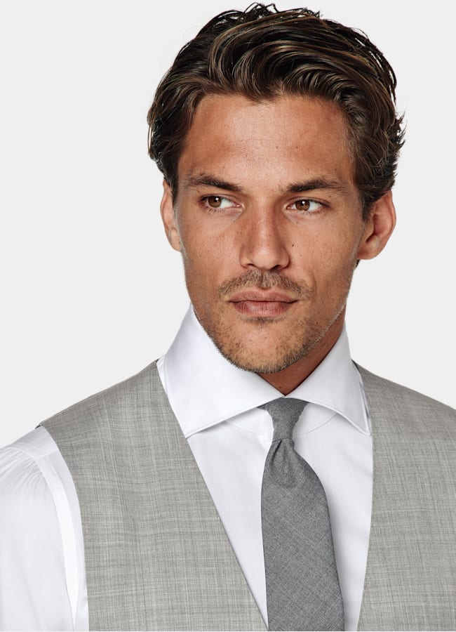 SUITSUPPLY Pura lana tropical S120s de Vitale Barberis Canonico, Italia Chaleco gris claro