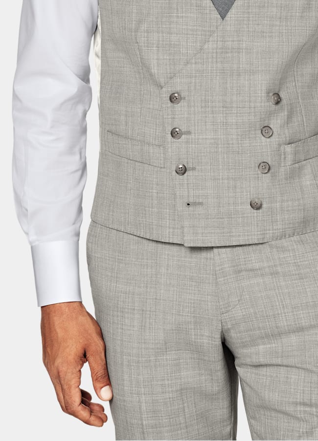 SUITSUPPLY Pura lana tropical S120s de Vitale Barberis Canonico, Italia Chaleco gris claro