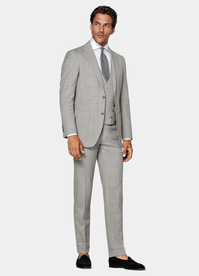SUITSUPPLY Pura lana tropical S120s de Vitale Barberis Canonico, Italia Chaleco gris claro