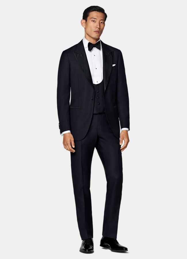 SUITSUPPLY Pura lana S110s de Vitale Barberis Canonico, Italia Chaleco de esmoquin azul marino