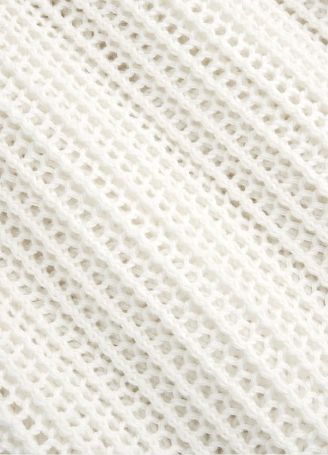 SUITSUPPLY Californian Cotton & Mulberry Silk Off-White Crochet Polo Cardigan