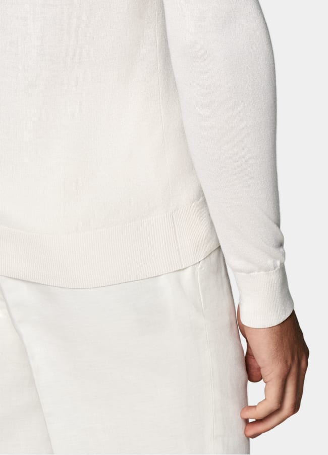 SUITSUPPLY Silk, Wool, Cashmere Off-White Half Zip